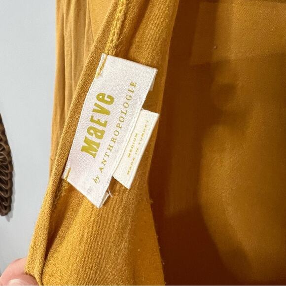 Maeve by Anthropology mustard yellow top with tie neck - Picture 6 of 7